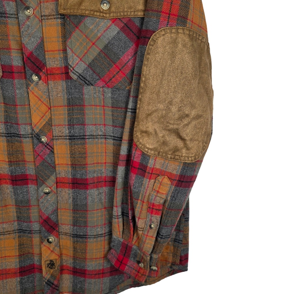 Legendary Whitetails Mens Flannel Button Up Shirt Small Plaid Suede Elbow Patch - Picture 7 of 15